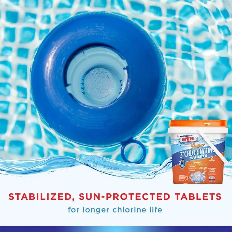 HTH Super Chlorinating Tablets – 3" Pool Sanitizer, 25 lb Residual Chlorine Formula