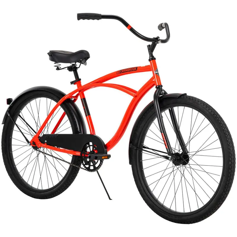 Huffy Cranbrook 26" Men’s Beach Cruiser Bike – Classic Steel Frame, Comfort-Oriented Design, Vibrant Red Finish