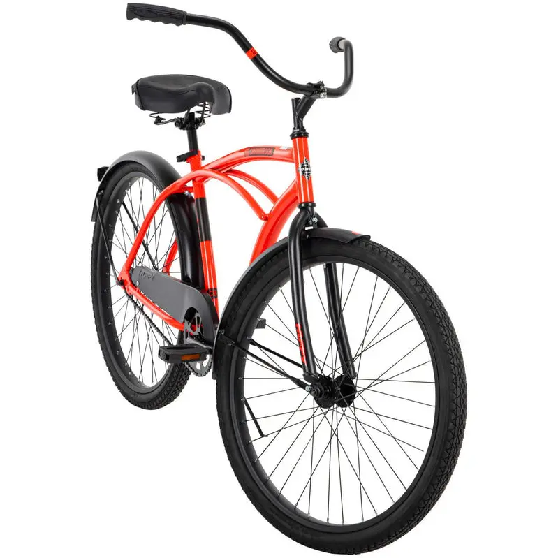 Huffy Cranbrook 26" Men’s Beach Cruiser Bike – Classic Steel Frame, Comfort-Oriented Design, Vibrant Red Finish