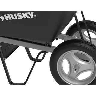 Husky 6-Cubic-Foot Dual-Wheel Poly Wheelbarrow – Flat-Free Tires and Rugged Construction for Heavy-Duty Landscaping