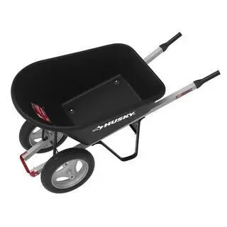 Husky Dual-Wheel 6 cu. ft. Flat-Free Poly Wheelbarrow – Durable Molded Tub & Smooth-Steering Design