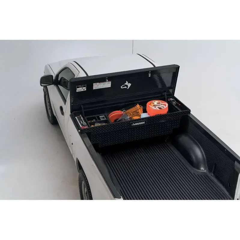 Husky Matte Black Aluminum Truck Storage Box – Low-Profile 61.86" Mid-Size Bed Organizer
