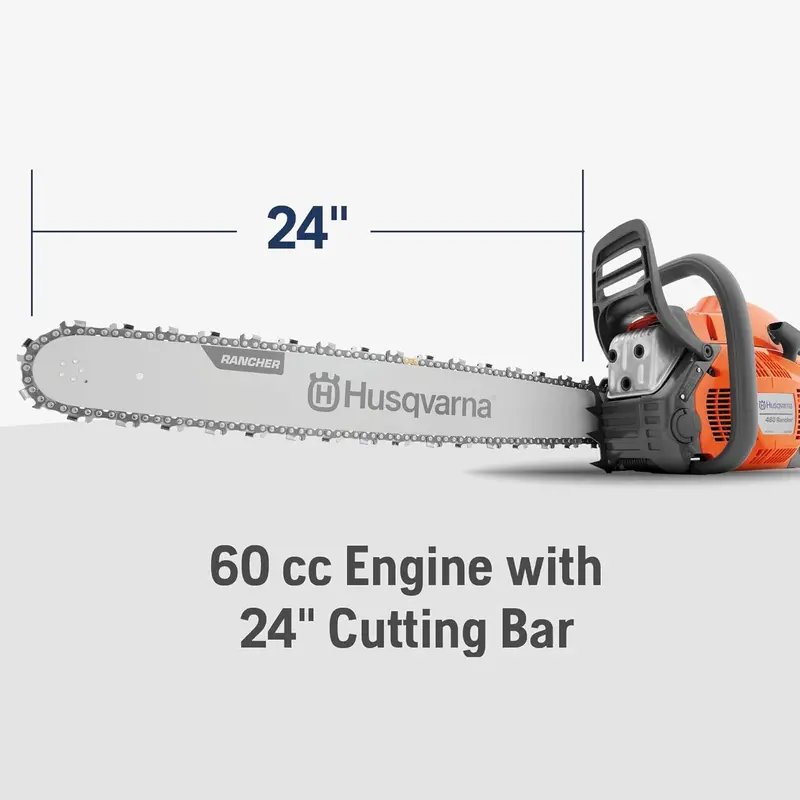 Husqvarna 460 Rancher Professional Chainsaw – 24-Inch Bar, 60.3cc X-Torq Engine