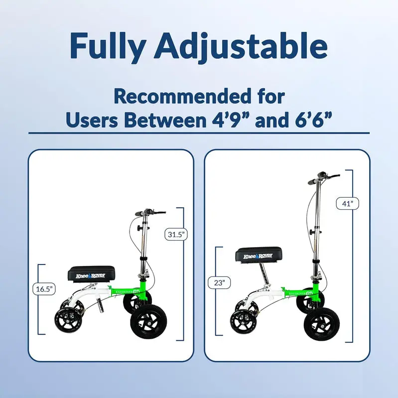 Hybrid All-Terrain Knee Scooter – Compact Recovery Walker for Foot & Ankle Injuries, Heavy-Duty Green Model