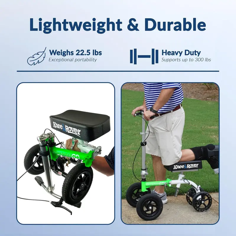 Hybrid All-Terrain Knee Scooter – Compact Recovery Walker for Foot & Ankle Injuries, Heavy-Duty Green Model