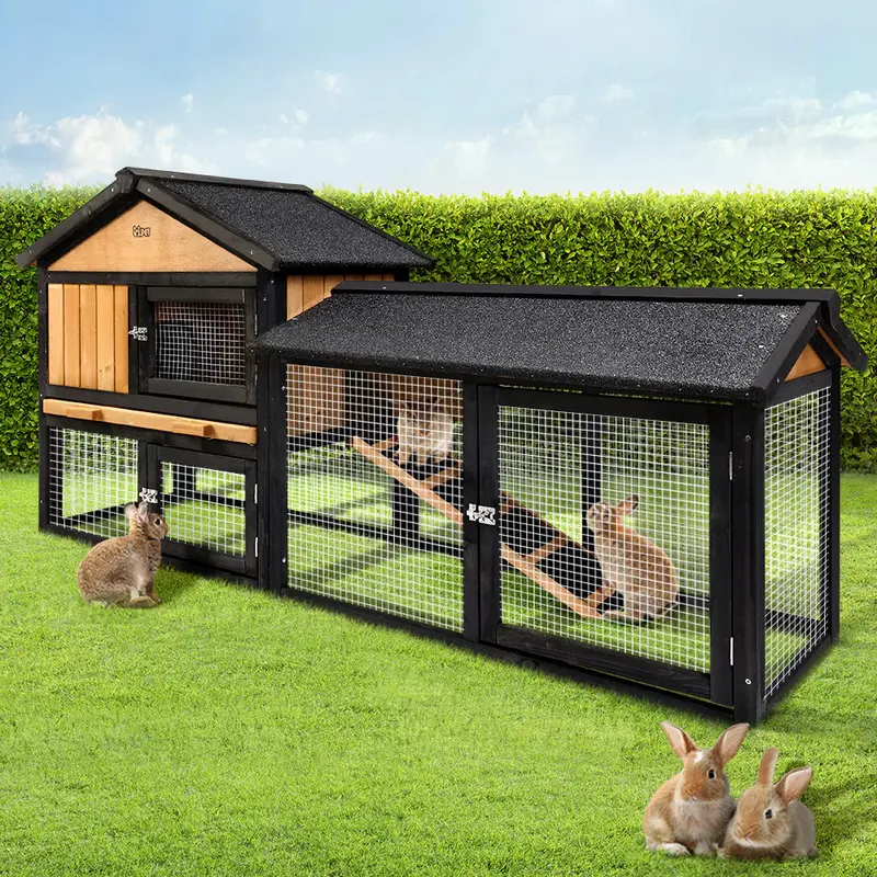i.Pet Extra-Large Outdoor Wooden Chicken Coop & Hutch — Dual-Use Enclosure for Chickens or Rabbits with Attached Run