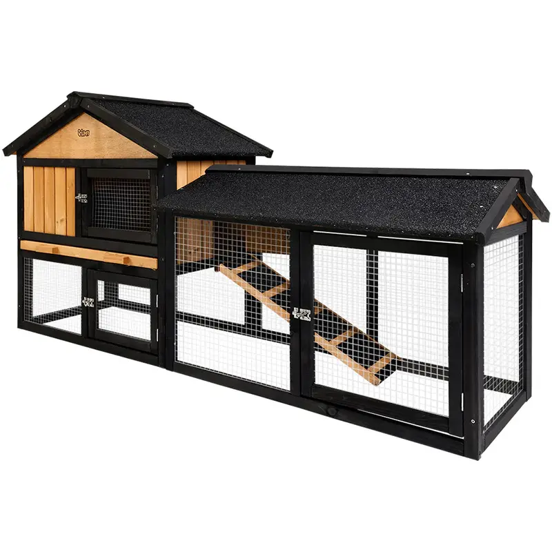 i.Pet Extra-Large Outdoor Wooden Chicken Coop & Hutch — Dual-Use Enclosure for Chickens or Rabbits with Attached Run