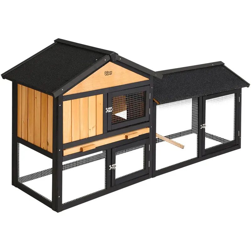 i.Pet Extra-Large Outdoor Wooden Chicken Coop & Hutch — Dual-Use Enclosure for Chickens or Rabbits with Attached Run