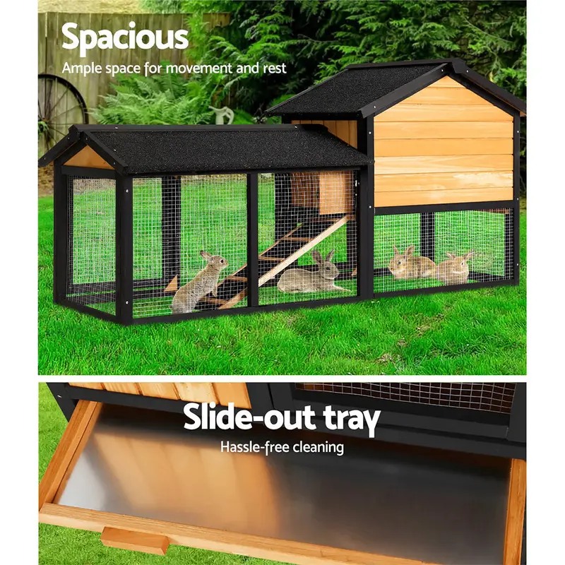 i.Pet Extra-Large Outdoor Wooden Chicken Coop & Hutch — Dual-Use Enclosure for Chickens or Rabbits with Attached Run