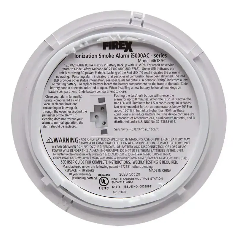 i4618 Hardwired Smoke Detector – 4-Pack Ionization Alarms, 120V AC Powered with 9V Battery Backup
