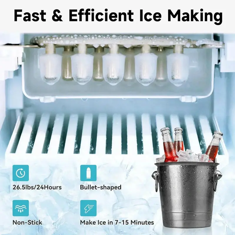 ICEPURE 3-in-1 Hot & Cold Water Dispenser – Built-in Ice Maker (26.5 lbs/24H), Top-Loading Design, Child Safety Lock, Black