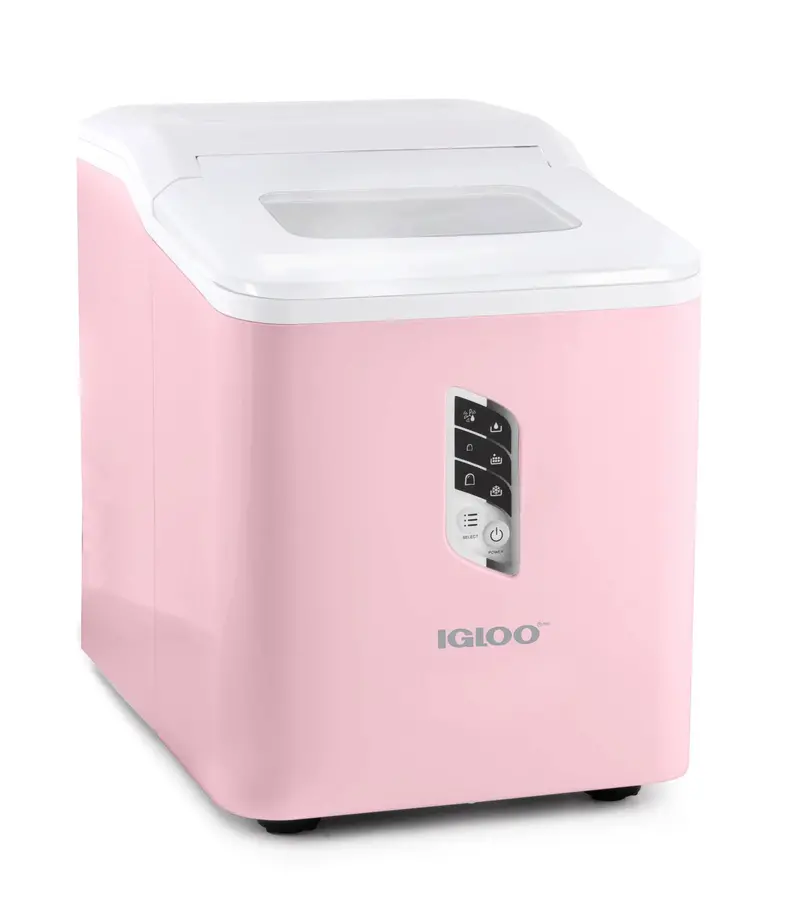 Igloo 26-Pound Self-Cleaning Portable Ice Maker – Pink Exterior