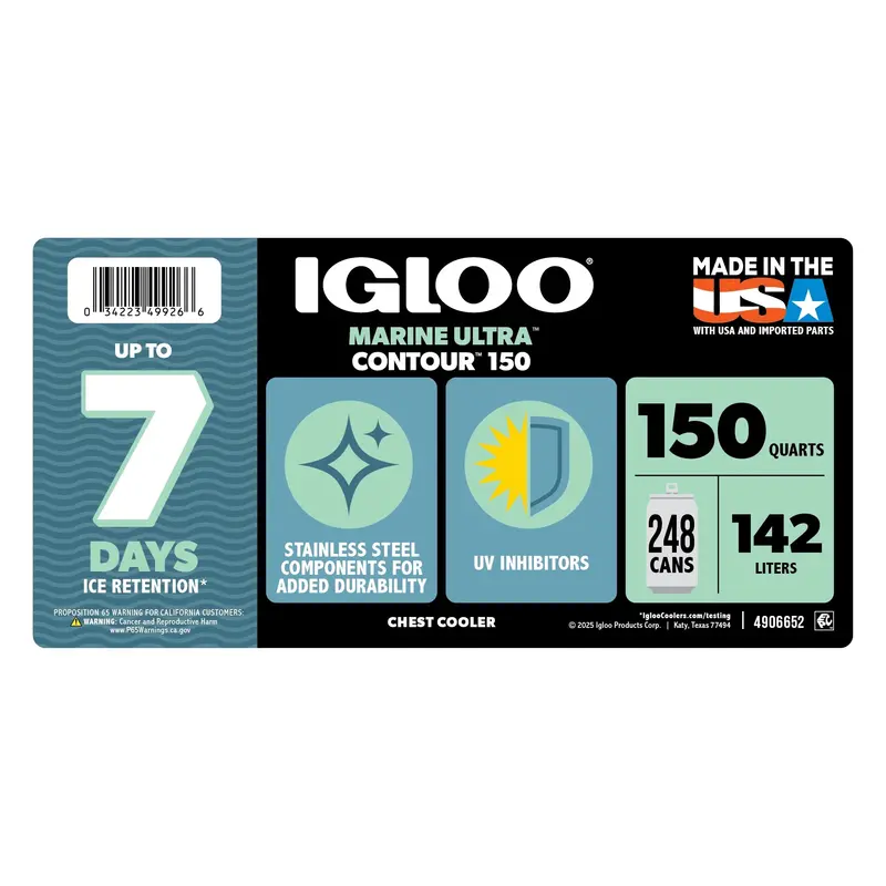 Igloo Latitude 150-Qt Marine-Grade Hard-Sided Cooler – Durable White Insulated Design