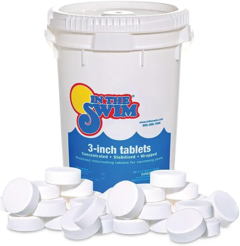 In The Swim 3-Inch Slow-Dissolving Chlorine Tablets — 50-Pound Bulk Pack, Stabilized Pool Sanitizer for Extended Protection
