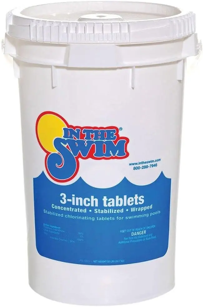 In The Swim Stabilized Tri-Chlor Chlorine Tablets (3") | Individually Wrapped | 90% Available Chlorine | Slow-Release Formula | 50 lb Bag