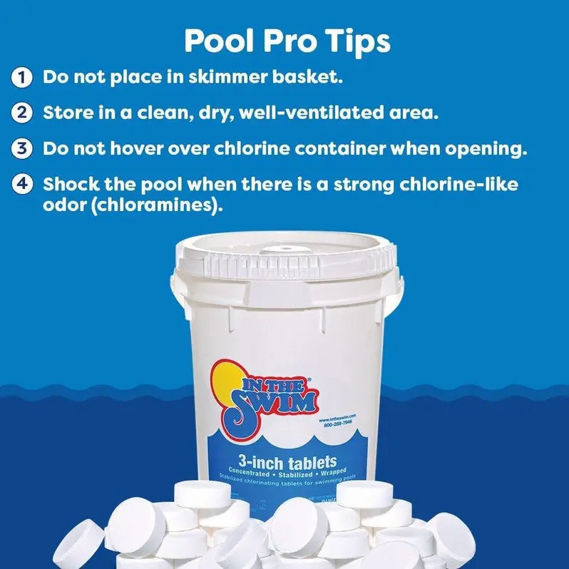In The Swim Stabilized Tri-Chlor Chlorine Tablets (3") | Individually Wrapped | 90% Available Chlorine | Slow-Release Formula | 50 lb Bag