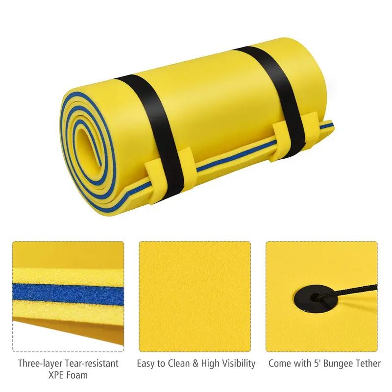 Inflatable Floating Pool Mat – 83" x 26" Water Pad with Built-In Rollable Pillow for Comfortable Lounging
