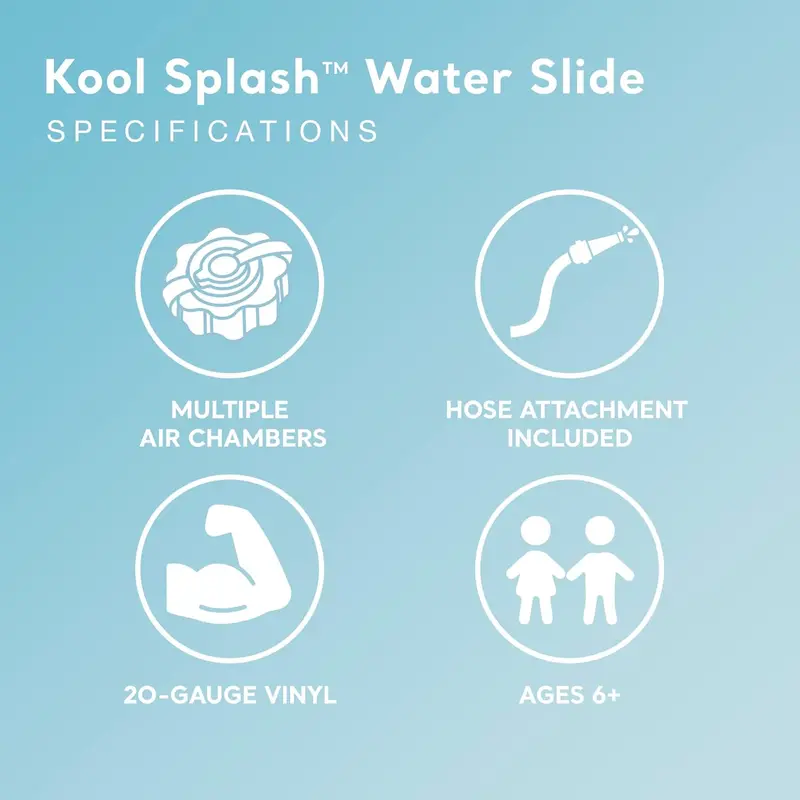 Inflatable Splash Water Slide Playset — Integrated Sprayers & Pool Compatibility, Designed for Ages 6 and Up (Blue Theme)