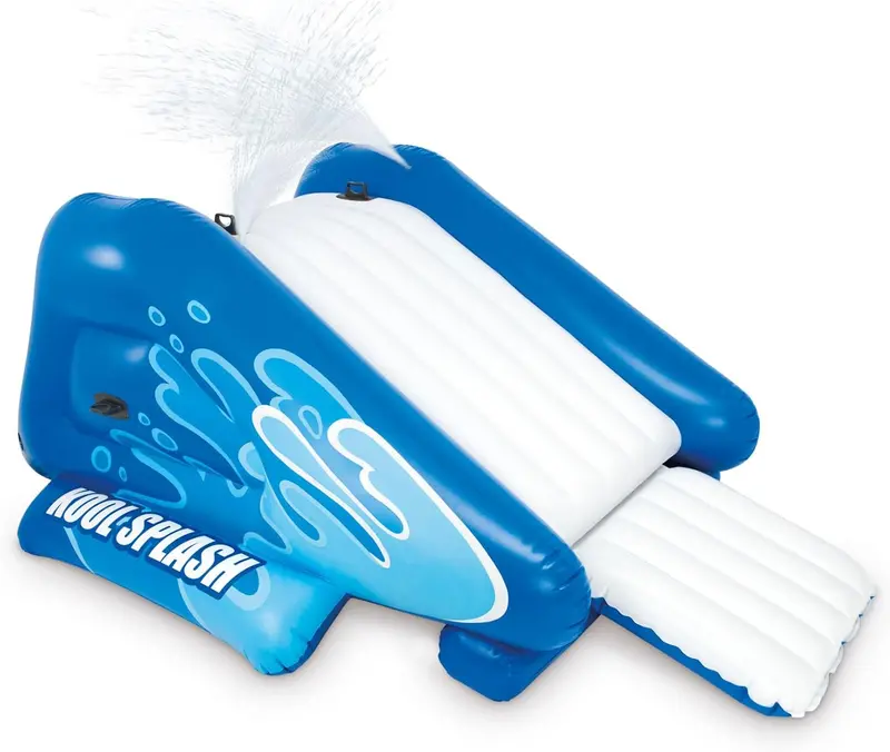Inflatable Splash Water Slide Playset — Integrated Sprayers & Pool Compatibility, Designed for Ages 6 and Up (Blue Theme)