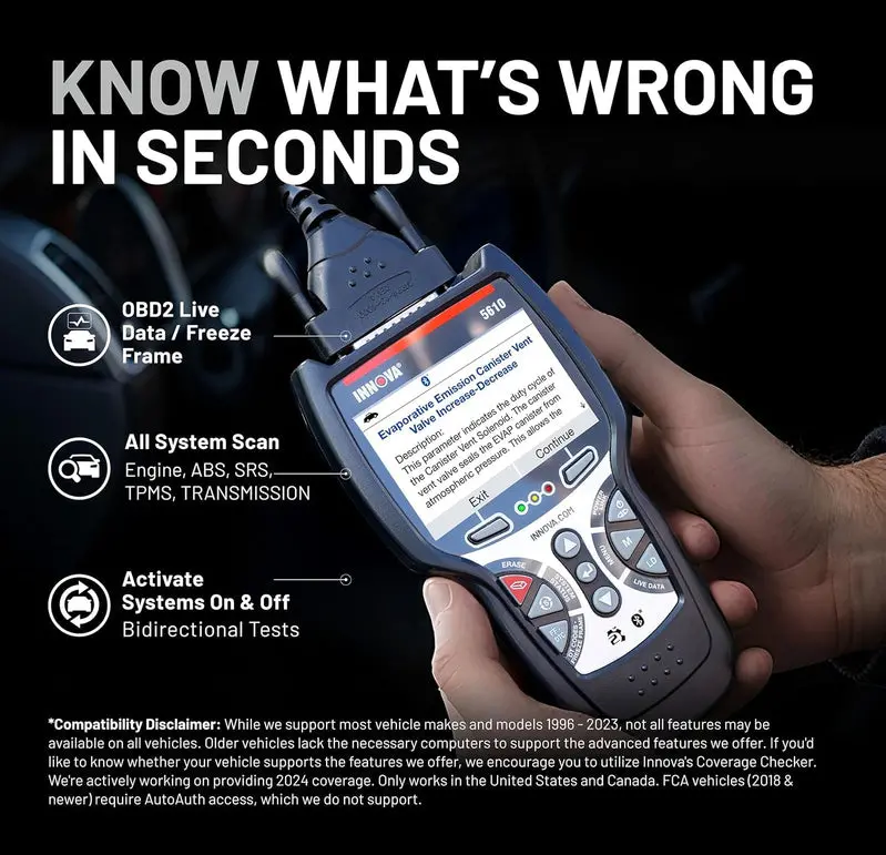 Innova 5610 OBD2 Bidirectional Scan Tool – Advanced Diagnostics with Lifetime Firmware Updates & Technical Support