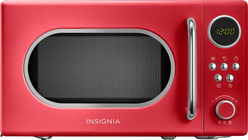 Insignia 0.7-Cubic-Foot Compact Microwave Oven in Cherry Red