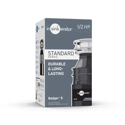 InSinkErator Badger 5 Garbage Disposal – 1/2 HP Continuous Feed Unit with Space-Saving Mount and Quick Lock Installation