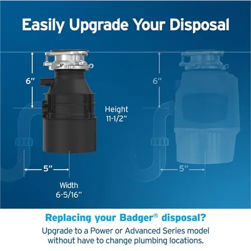 InSinkErator Badger 5 Garbage Disposal – 1/2 HP Continuous Feed Unit with Space-Saving Mount and Quick Lock Installation