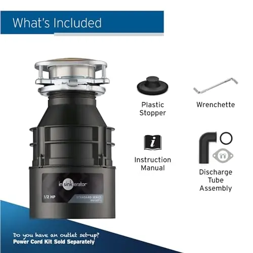 InSinkErator Badger 5 Garbage Disposal – 1/2 HP Continuous Feed Unit with Space-Saving Mount and Quick Lock Installation