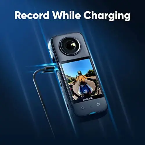 Insta360 X3 Motorcycle Mount Bundle – Waterproof 360° Action Camera Featuring 48MP Sensors & WiFi Connectivity