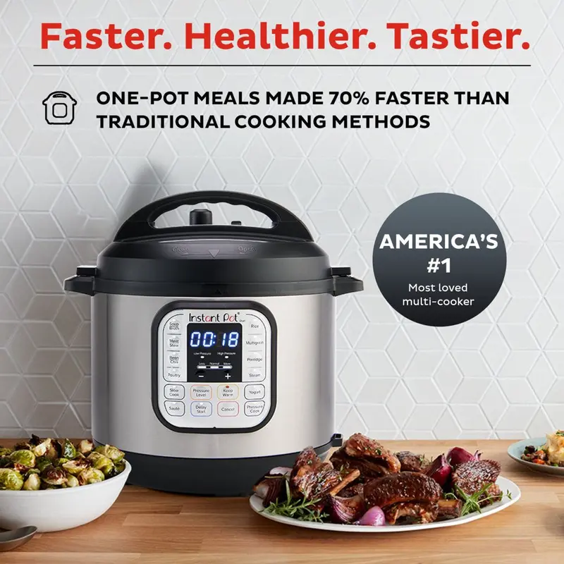 Instant Pot Duo 6-Quart 7-in-1 Electric Pressure Cooker – Stainless Steel, Family-Sized, Easy-Release Lid