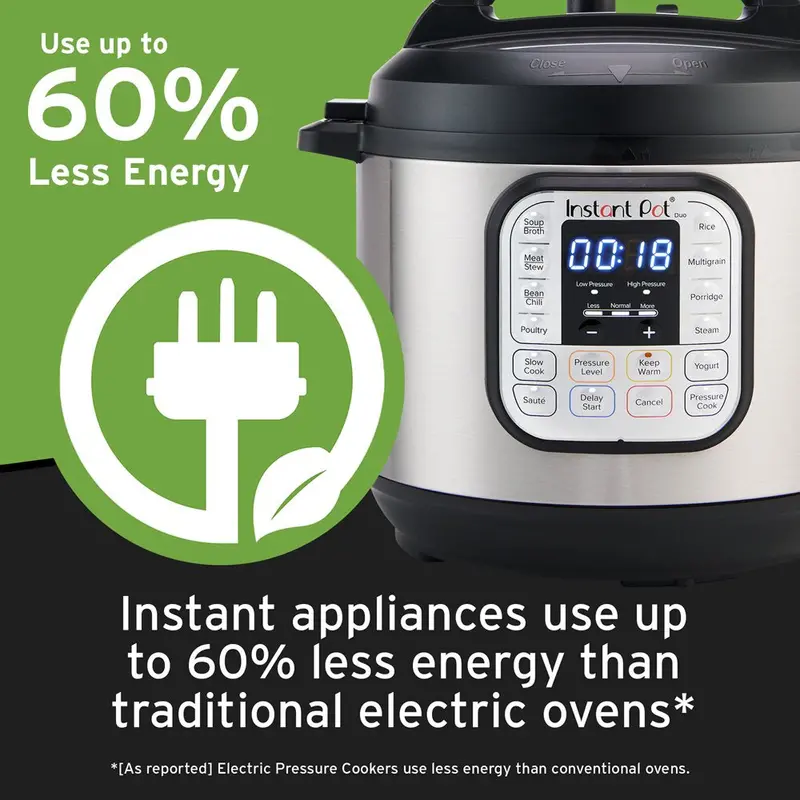 Instant Pot Duo 6-Quart 7-in-1 Electric Pressure Cooker – Stainless Steel, Family-Sized, Easy-Release Lid