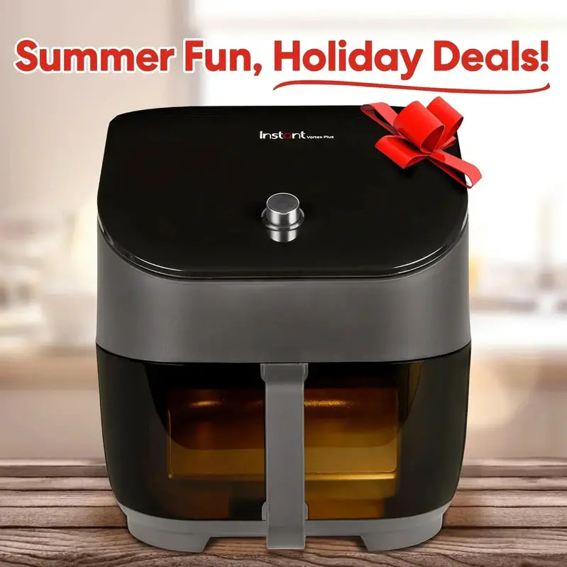 Instant Vortex Plus 6-Quart Air Fryer – ClearCook Viewing Window, 6-in-1 Functionality (Air Fry, Bake, Roast, Broil, Dehydrate, Reheat), Matte Black