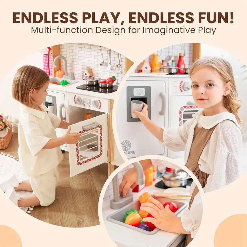 Interactive Toddler Play Kitchen – Sound- and Light-Activated Pretend Cooking Station with Food Props