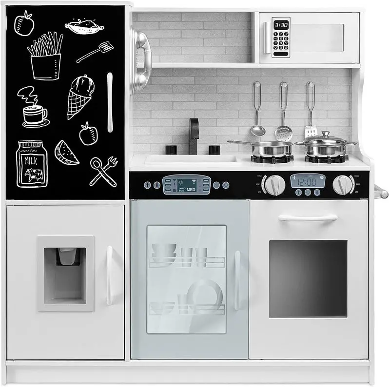 Interactive Wooden Pretend Play Kitchen Set for Preschool Imaginative Learning