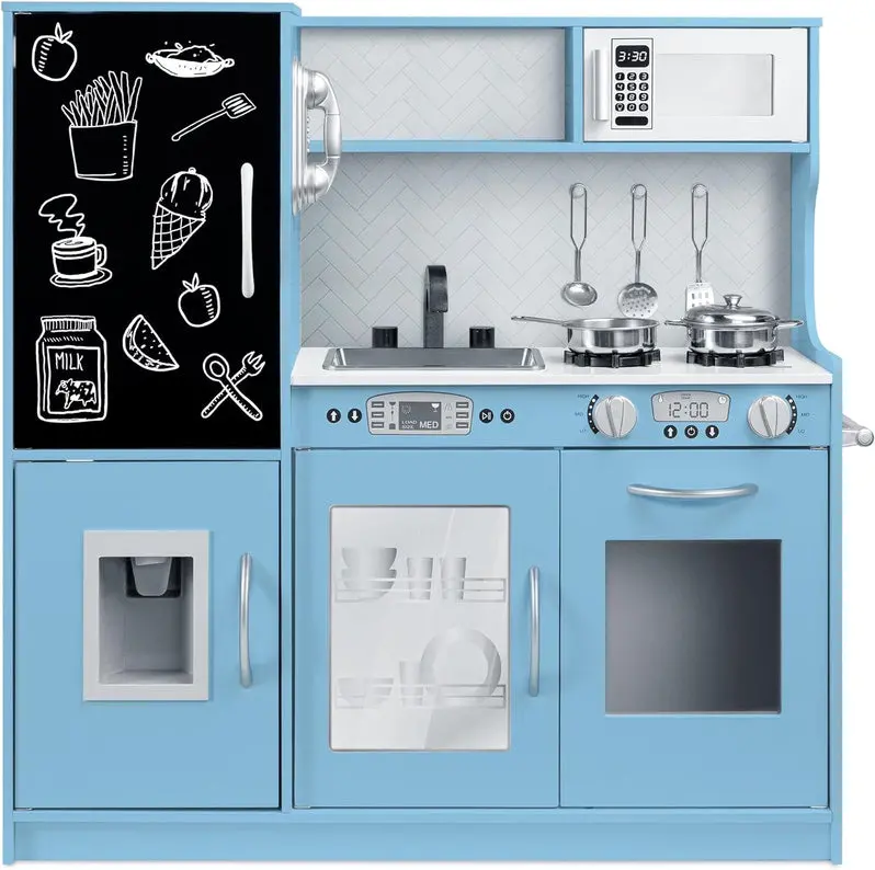 Interactive Wooden Pretend Play Kitchen Set for Preschool Imaginative Learning