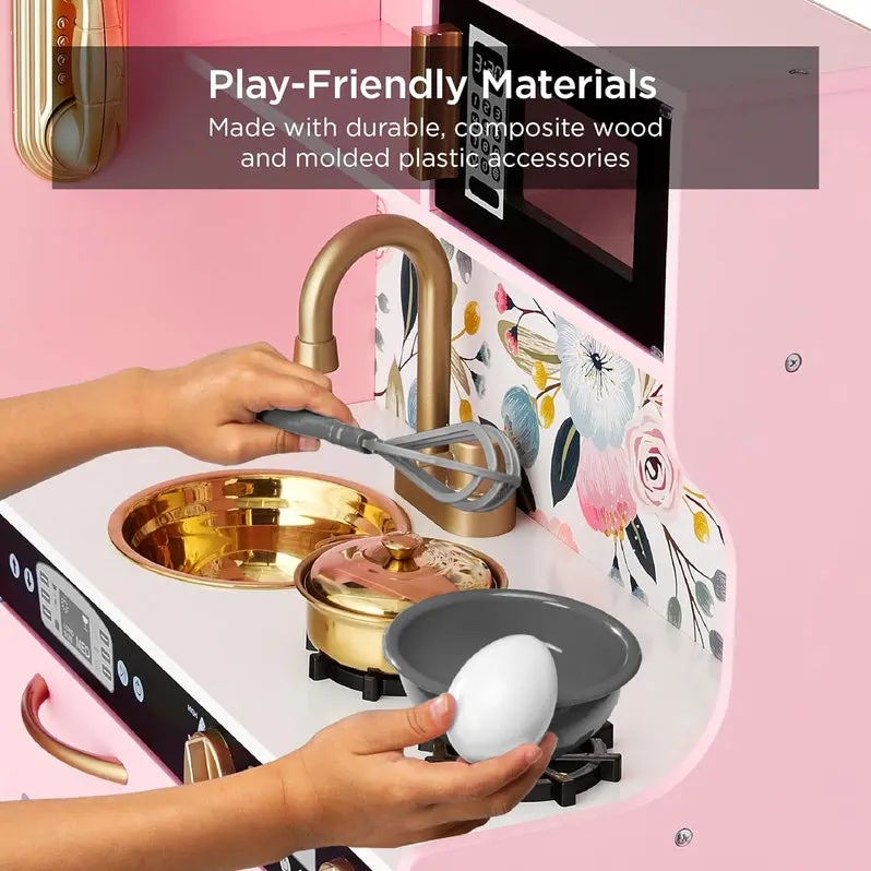 Interactive Wooden Pretend Play Kitchen Set for Preschool Imaginative Learning