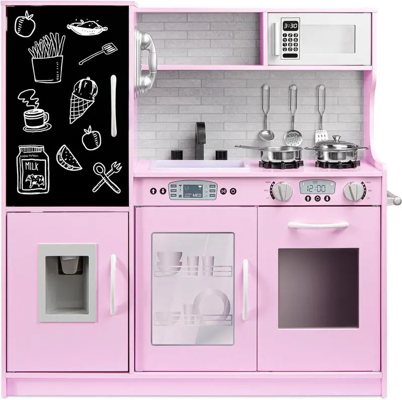 Interactive Wooden Pretend Play Kitchen Set for Preschool Imaginative Learning