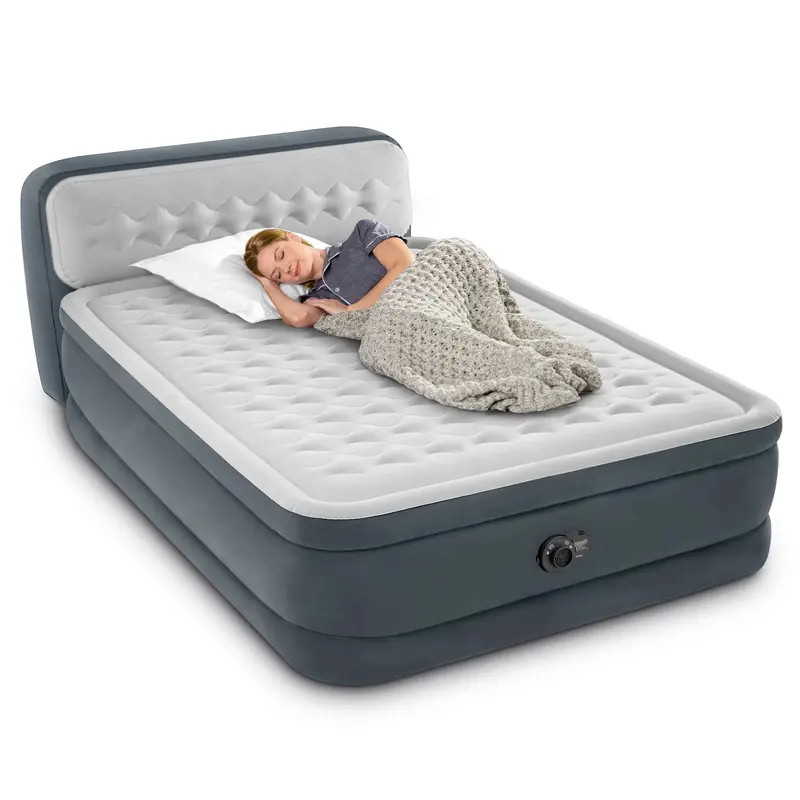 Intex Dura-Beam Deluxe Queen Air Mattress – 18-Inch Tall with Built-In Pump