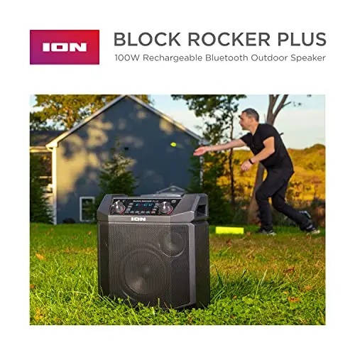 ION Audio Block Rocker Plus Portable Bluetooth Speaker – 100W Karaoke System with Mic, AM/FM Radio, Wheels & USB Charging 2