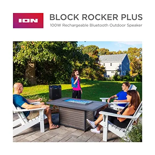 ION Audio Block Rocker Plus Portable Bluetooth Speaker – 100W Karaoke System with Mic, AM/FM Radio, Wheels & USB Charging