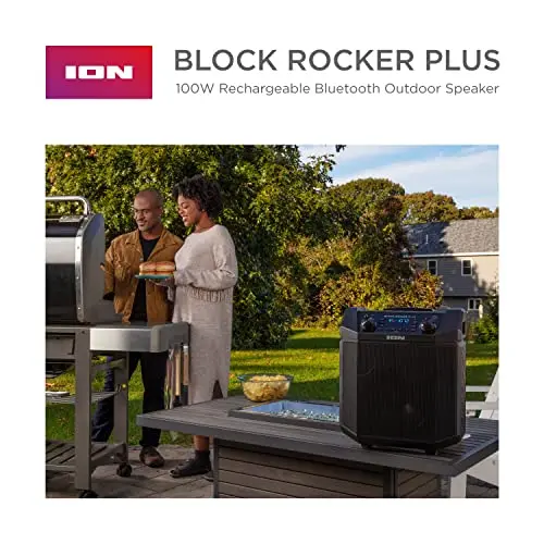 ION Audio Block Rocker Plus Portable Bluetooth Speaker – 100W Karaoke System with Mic, AM/FM Radio, Wheels & USB Charging