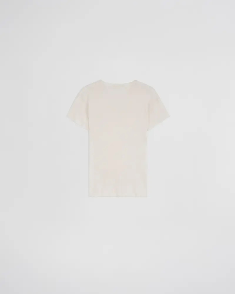 Ivory Cotton-Silk Ribbed Scoop-Neck T-Shirt 2