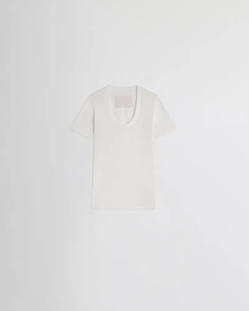 Ivory Scoop-Neck Cotton Jersey Tee