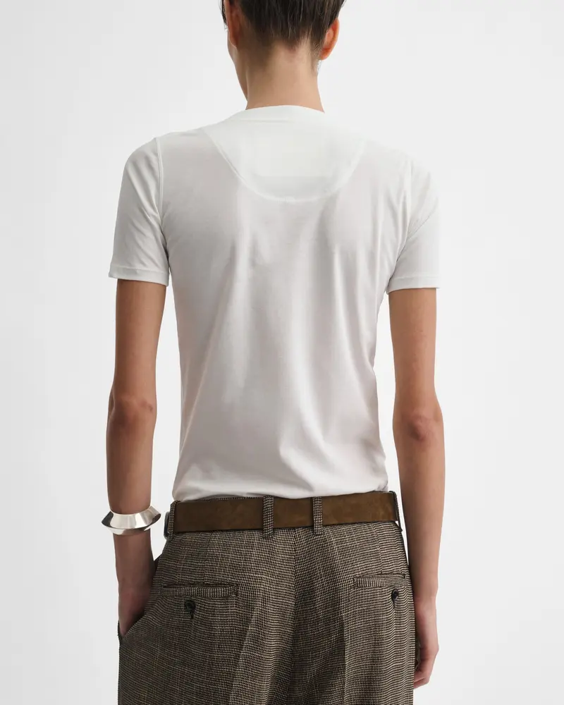 Ivory Scoop-Neck Cotton Jersey Tee