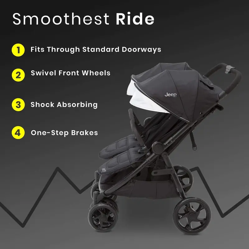 Jeep Destination Ultralight Double Stroller for Toddlers – Side-by-Side Design