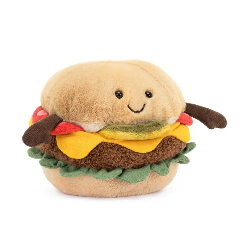 Jellycat Hamburger Plush Toy – Soft, Whimsical Food-Inspired Stuffed Animal
