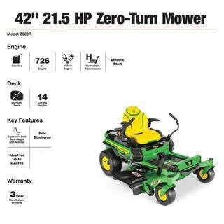 John Deere Z320R Zero-Turn Mower Featuring 42" Accel Deep Deck and 21.5 HP V-Twin Power