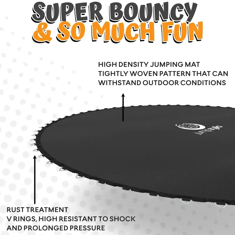 JUMPZYLLA 8-Foot Round Outdoor Trampoline with Enclosed Safety Net – Kid-Friendly Design