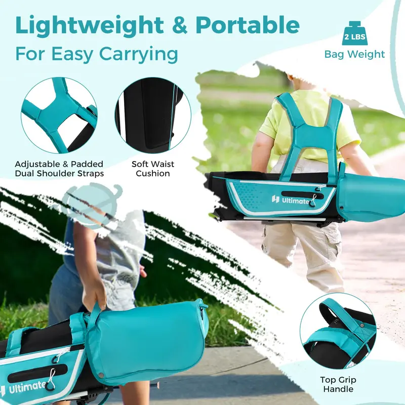 Junior Right-Handed Golf Set for Children – Includes Stand Bag and Waterproof Rain Hood