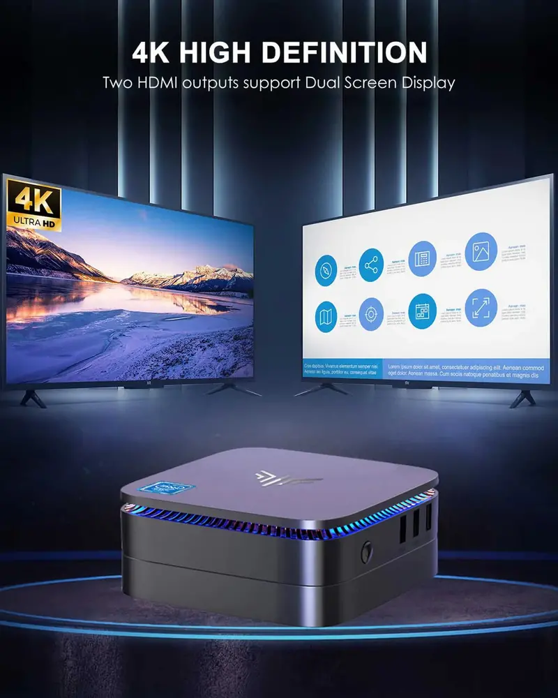 Kamrui AK1 Pro Mini PC – Intel Quad-Core Desktop Replacement with 12GB RAM & 256GB SSD